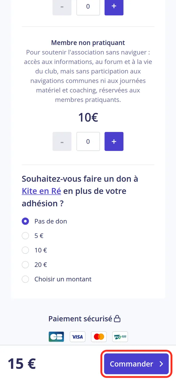 Un don au club, si vous le souhaitez