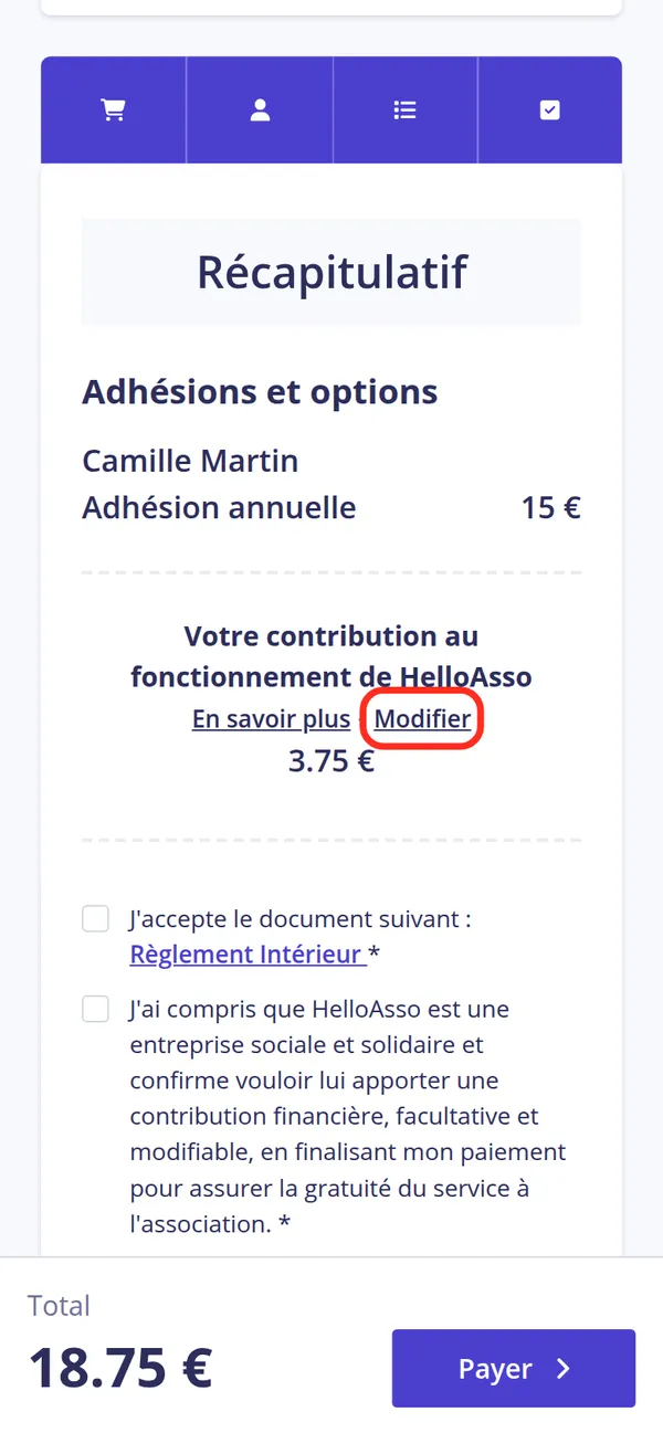 Modifier la contribution